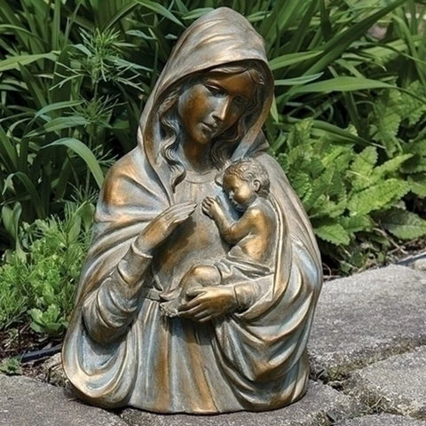 Madonna And Child Bronze Style Statue
