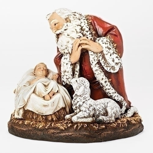 Adoring Santa With Baby Jesus And Lamb On Base Joseph Studio