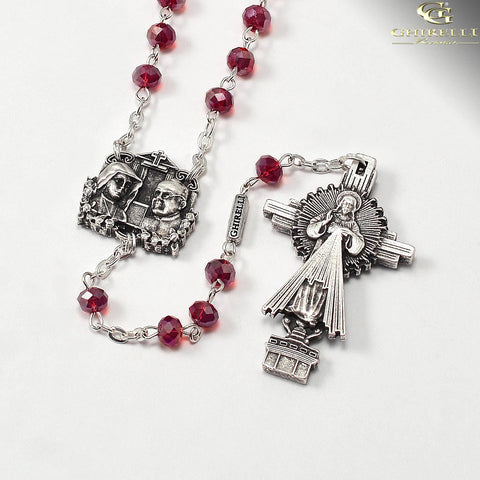 Saint Faustina Divine Mercy Rosary with Faceted Bohemian Glass Beads by Ghirelli