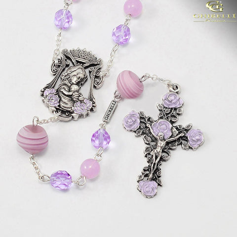 Madonna and Child Rosaries for Women with Genuine Murano by Ghirelli