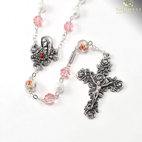 Our Lady of Fatima Rosary With Genuine Swarovski beads by Ghirelli