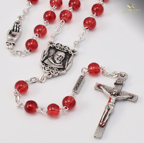 Saint Pio Of Pietrelcina Silver Plated Rosary By Ghirelli