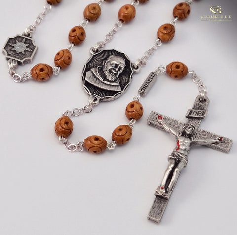 Saint Pio Of Pietrelcina Silver Plated Rosary By Ghirelli