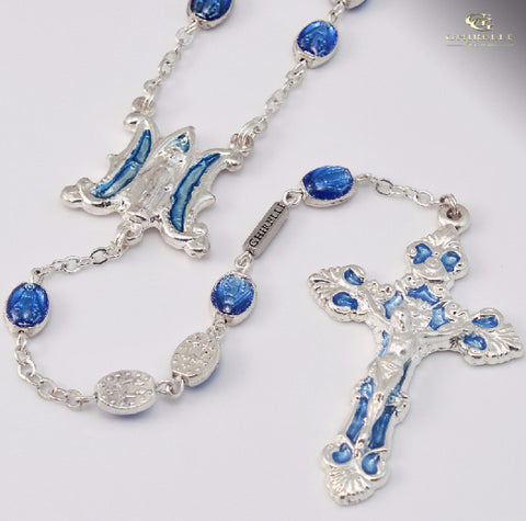Miraculous Medals Silver Plated Rosary   By Ghirelli