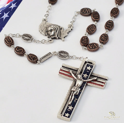 The USA Rosary In Antique Silver By Ghirelli.