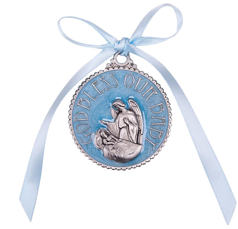 Baby Boy Blue Enamel Crib Medal
