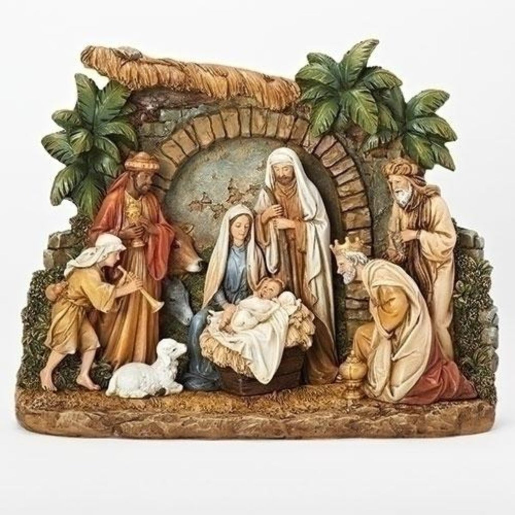Rustic Nativity Scene With Kings Adoring The New Born King Jesus