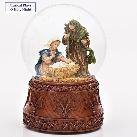 Nativity Globe Plays O Holy Night Musical Glitter Dome Mary Baby Jesus Joseph