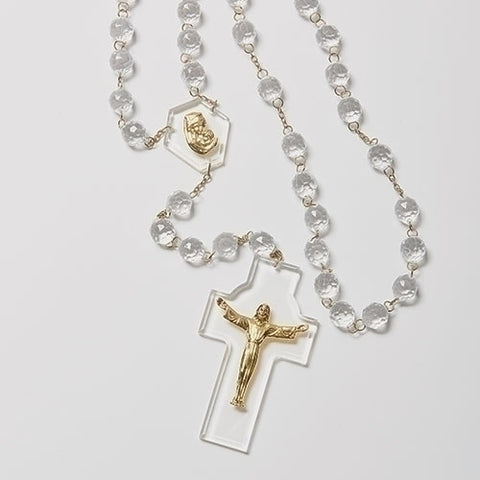 Madonna And Child Risen Christ Crystal Wall Rosary 54" Long