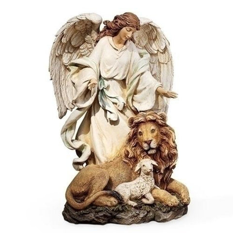 Angel With Lion And Lamb Spiritual Peaceful Figure