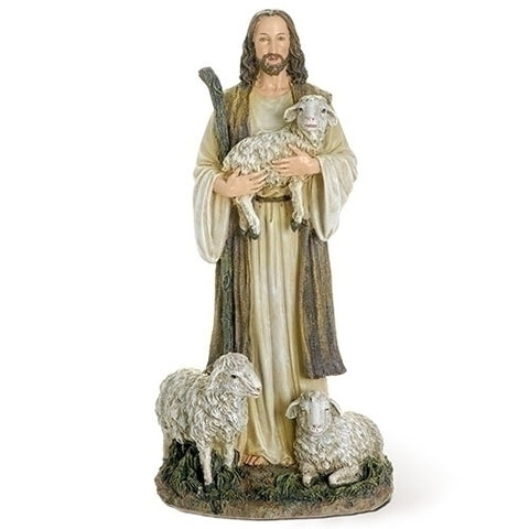 Jesus The Good Shepherd With Lambs Figure