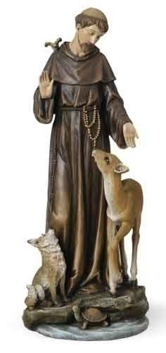 Saint Francis With Deer Patron St. Of Animals Figure Renaissance Collection