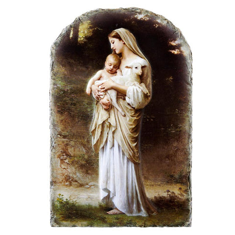 Madonna and Child Innocence Arched Tile Plaque