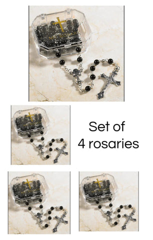 Set of 4 Black First Communion Rosaries