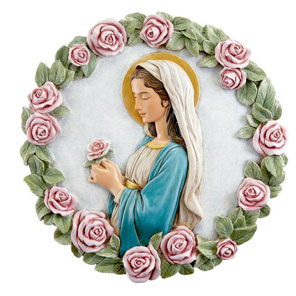 Madonna of the roses wall plaque