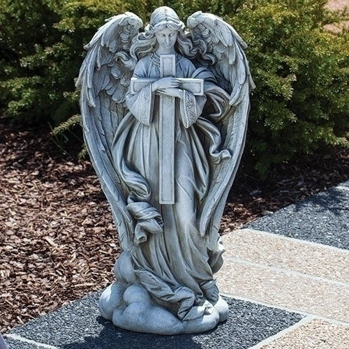 Large size Angel Holding Cross Memorial garden figure