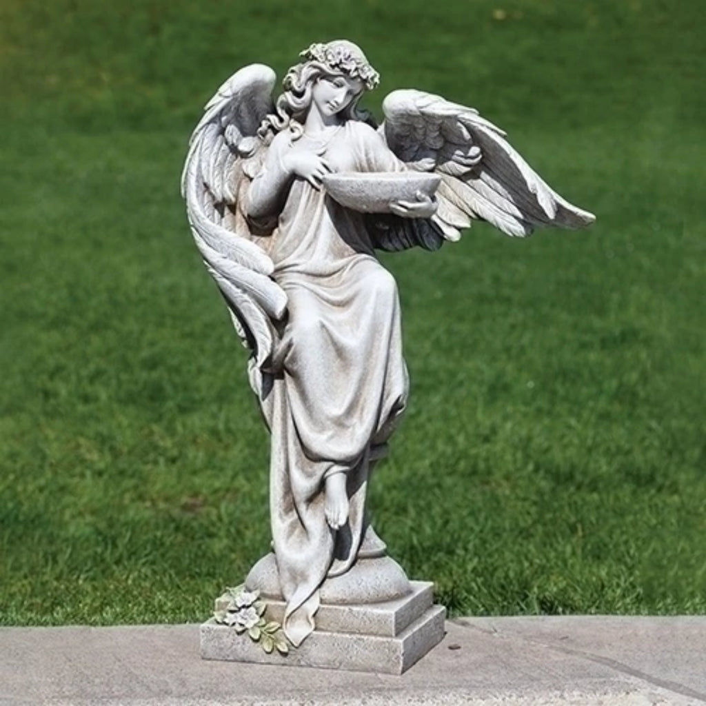 Angel With Bird Bath Garden Statue