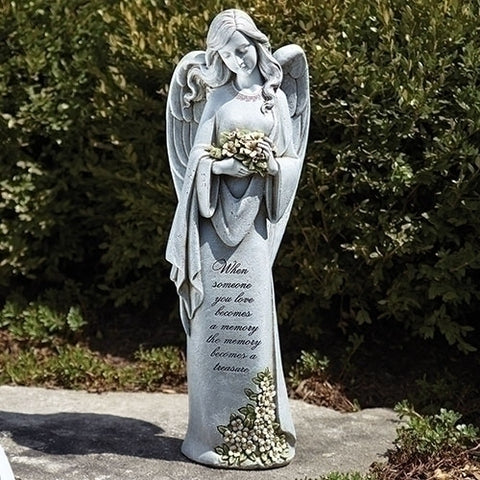 Angel Holding Flowers Garden Memorial Statue
