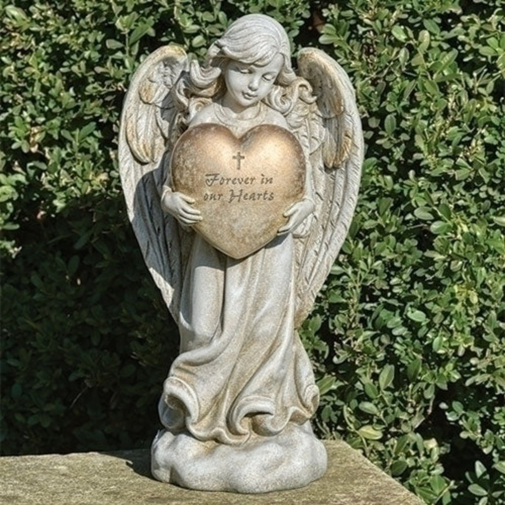 Angel With Heart Garden Statue Memorial Figure