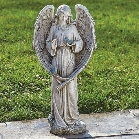 Angel Holding Bird Garden Statue Memorial Figure