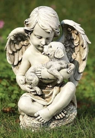 Angel Cherub Holding A Puppy Garden Statue Joseph Studios