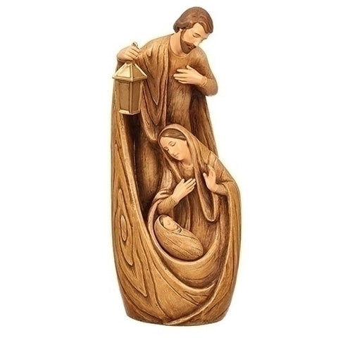Holy Family Wood Carved Style Statue