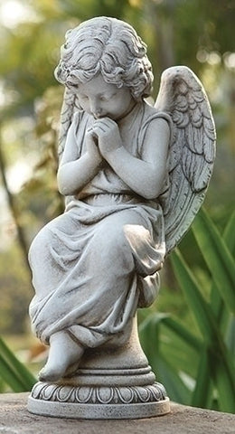 Seated Angel on Pedestal For Garden or Grave Site