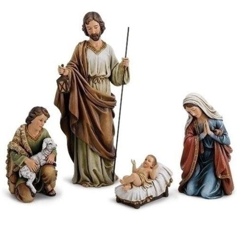 Ornate Nativity Scene 4 Piece Gold Leaf Christmas Joseph's Collection