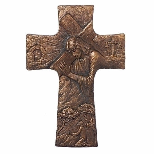 Jesus carrying cross 17 inch wall crucifix