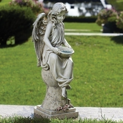 Seated Angel Solar Garden Statue 21 Inch Tall