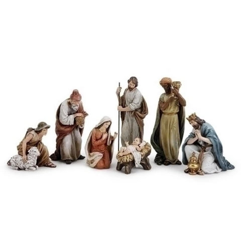 Christmas Nativity Scene With Shepherds 7 Piece Set