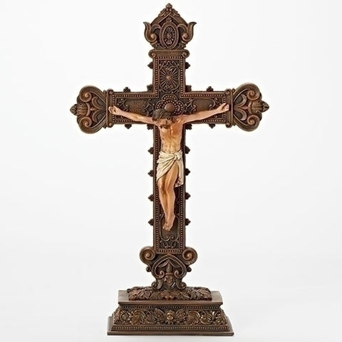 Jesus Table Top Crucifix Ornate Gothic Style