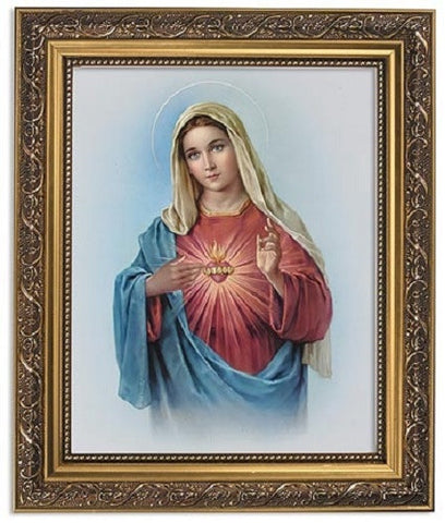 Immaculate Heart Of Mary Print In Ornate Frame