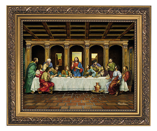 Last supper of Jesus print in frame