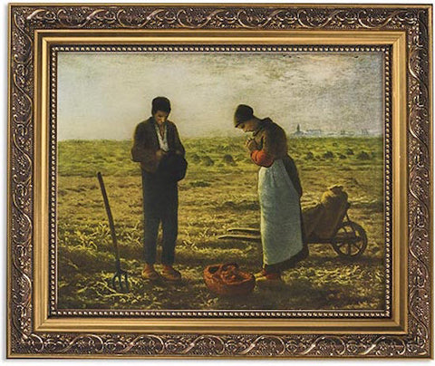 The Angelus print in ornate gold tone frame by Artist Millet