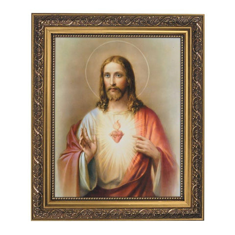 Sacred Heart Of Jesus Print In Ornate Gold Frame