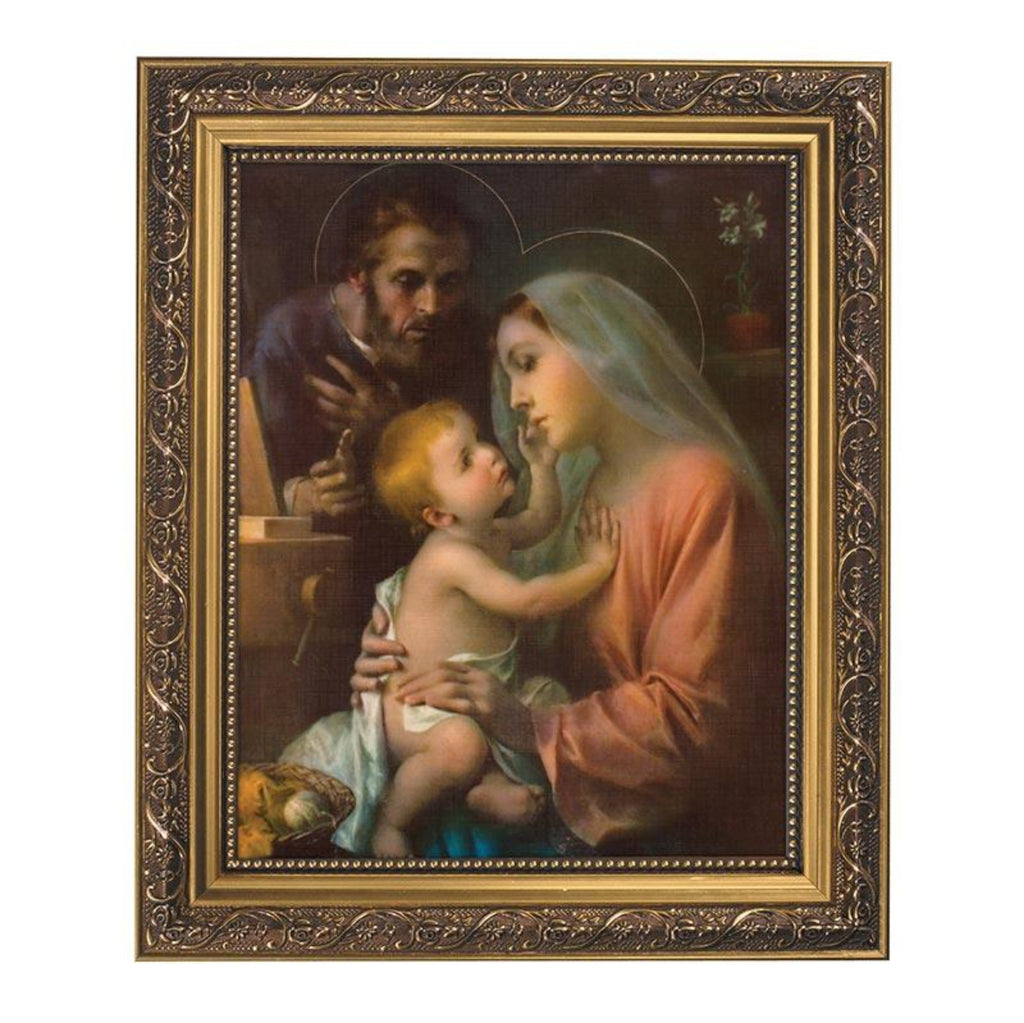 Holy family print in ornate frame