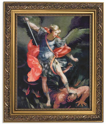 Saint Michael The Protector Print In Ornate Gold Frame By Artist Reni