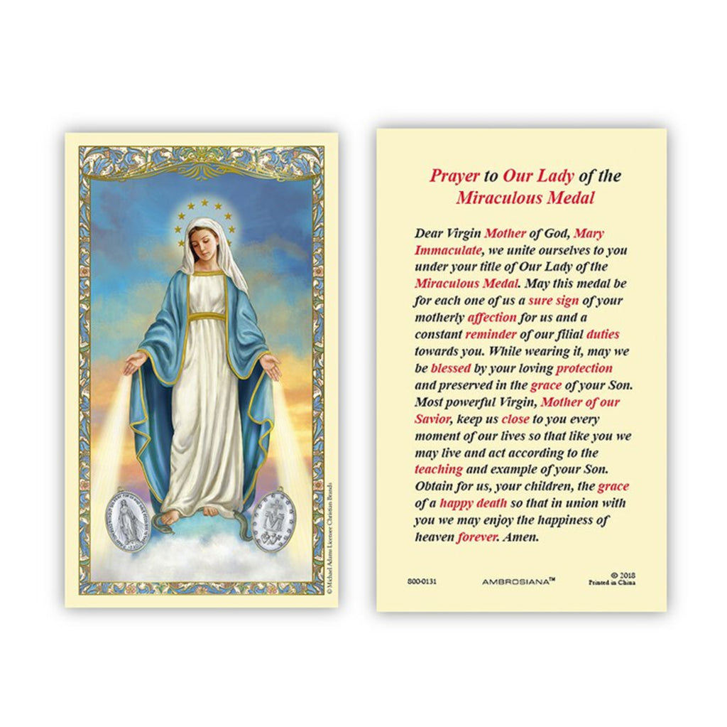 Our Lady of Grace - Miraculous Medal Holy Card Pack of 25