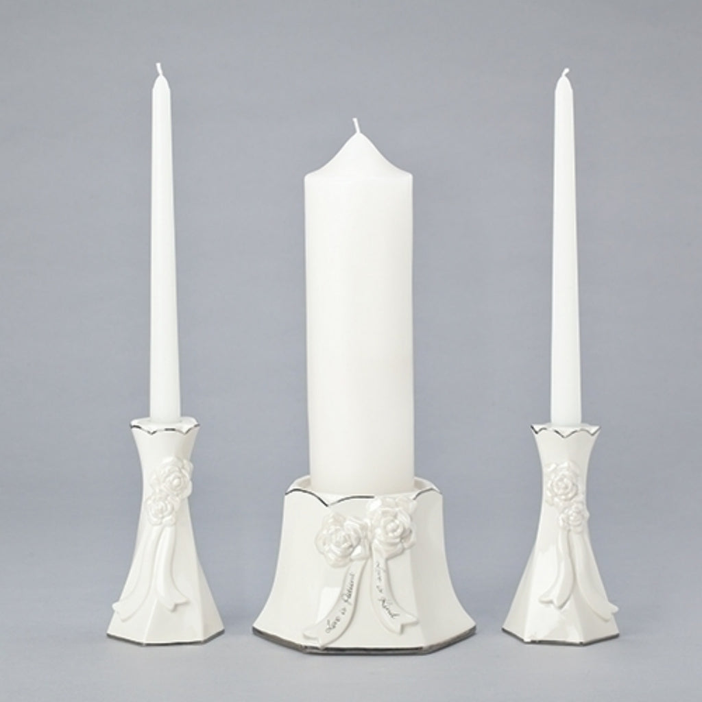 Wedding Candle Set in white porcelain