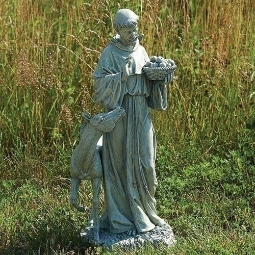 Saint Francis Statue With Horse Garden Statue Peaceful Spiritual Figure 25.5"T