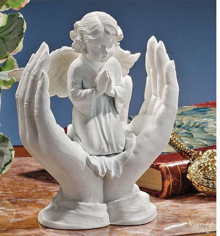 Praying Angel Resting In The Hands Of The Lord Figure