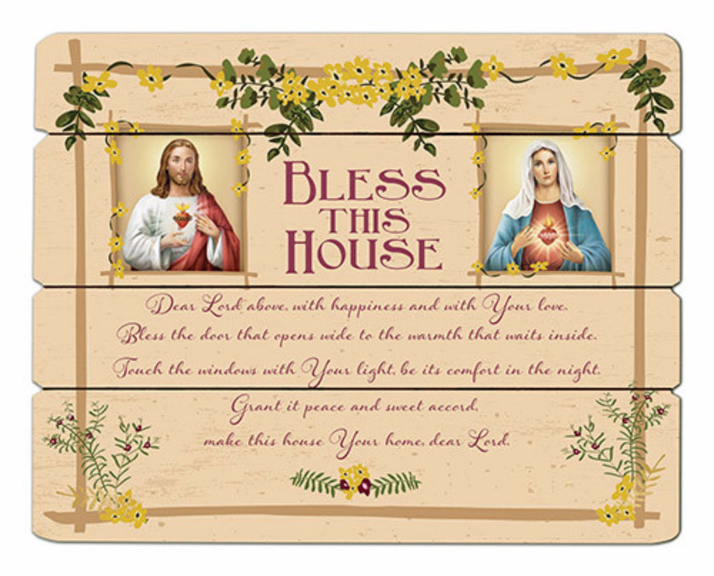 Bless This House Jesus And Mary Wooden Pallet Wall Plaque