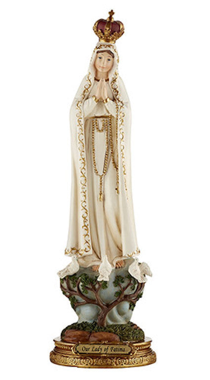 Our Lady of Fatima Standing With Birds 8 Inch