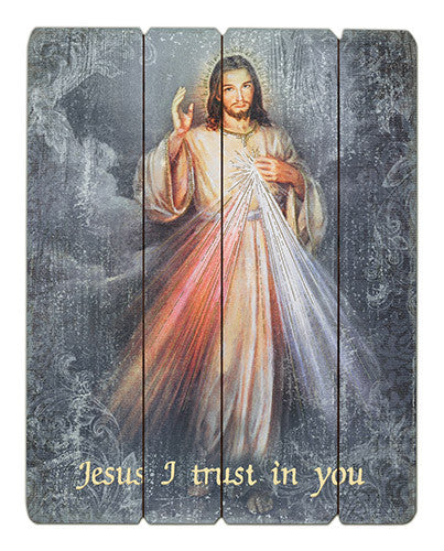 Divine Mercy Of Jesus Wooden Pallet Wall Plaque Jesus I Trust In Your Love
