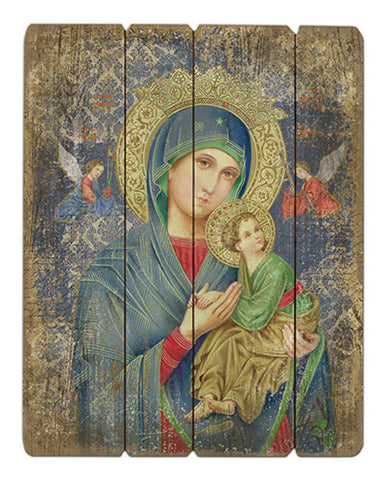 Madonna Our Lady of Perpetual Help Wood Pallet Wall Plaque