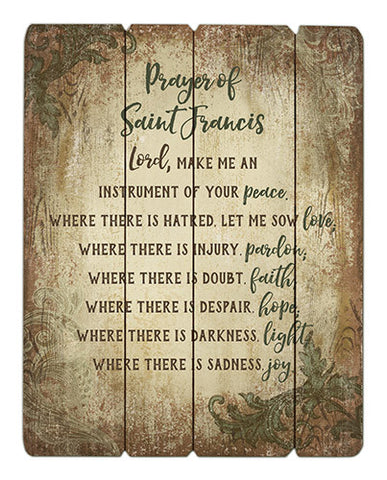 Prayer Of Saint Francis Wooden Wall Pallet Plaque