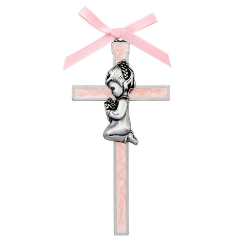 Pink Enamel Little Girl Cross