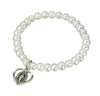 Freshwater Pearl Sterling Silver Heart  First Communion Stretch Bracelet