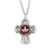 Sterling Silver Red Enameled 4-Way Medal On Chain